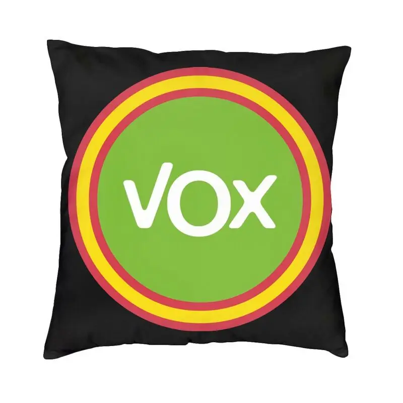 Funda de almohada cuadrada para fiesta política española, cubierta de cojín decorativa para el hogar con logotipo Vox de España, Impresión de doble cara para coche