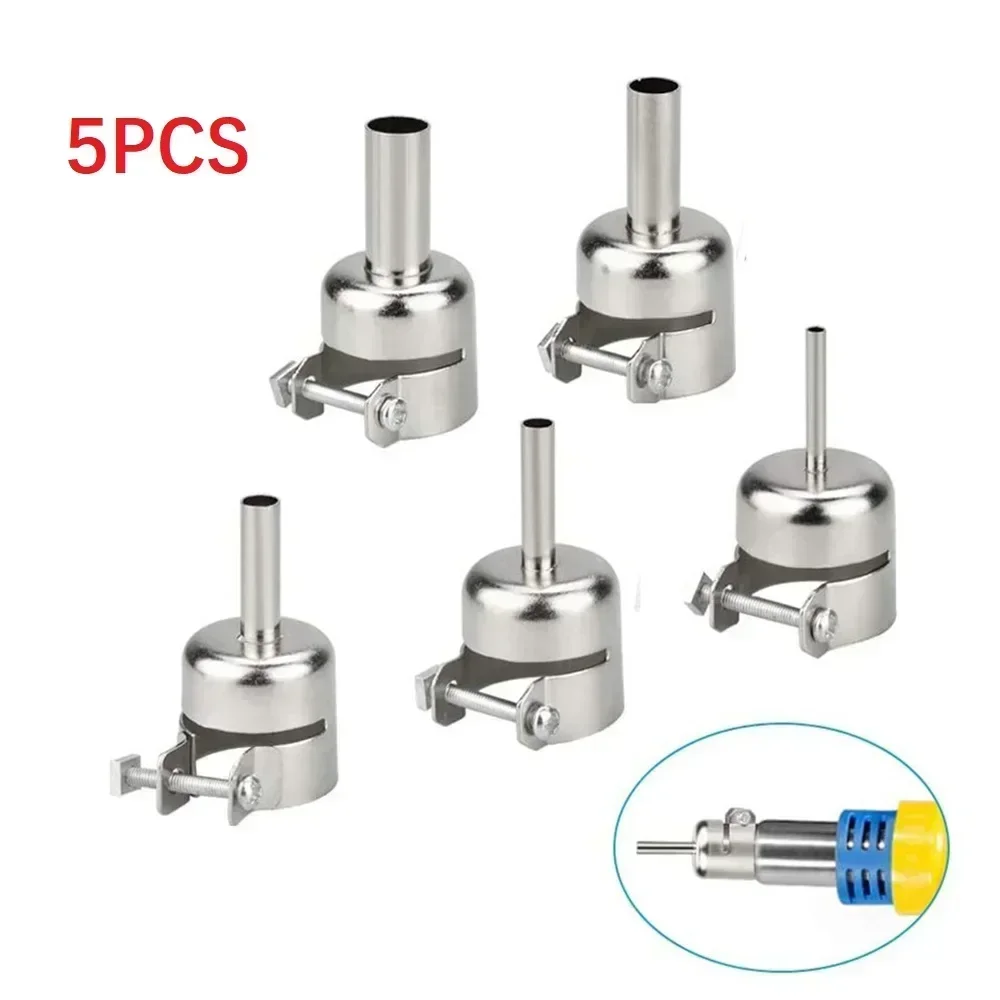 5Pcs Hot Air Nozzle 45 Degree Curved Angle Welding Nozzle Set For 850 852D 898 Soldering Station Hot Air Desoldering Station