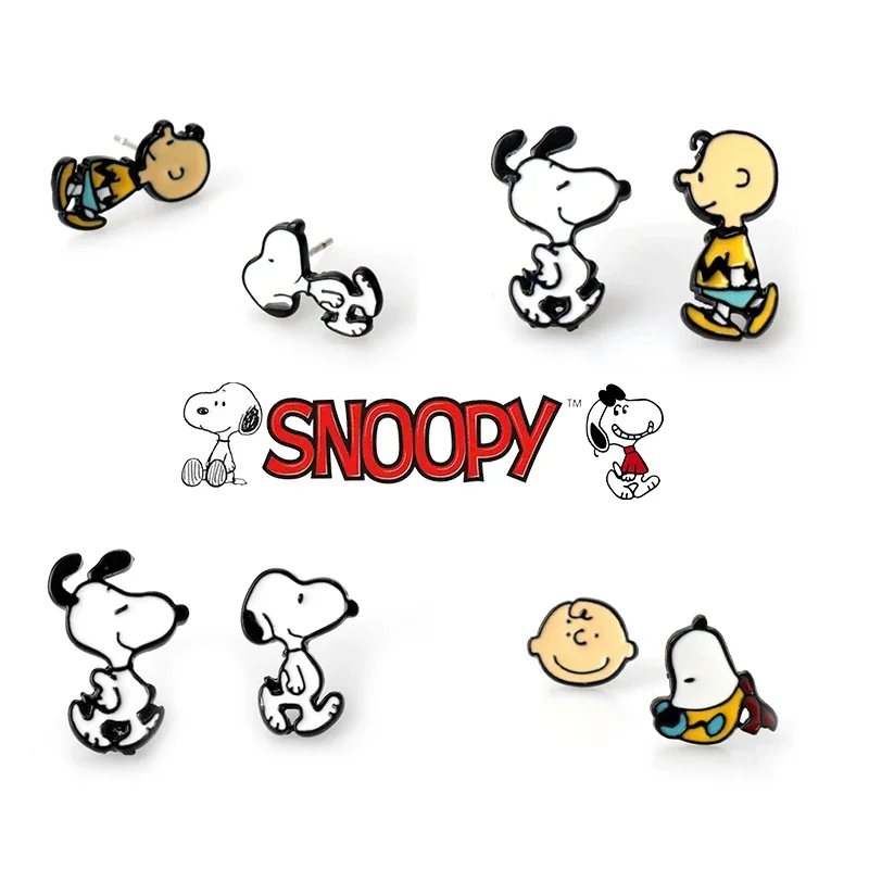 Snoopy Ear Studs Earrings for Women Creative Kawaii Cute Alloy 1Pairs/2Pcs Stud Earrings for Women Party Jewelry Trinket Gift