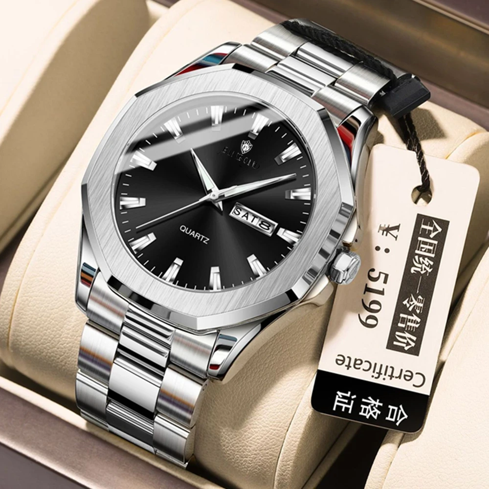 

42mm Hexagon New Classic Gifts Mens Watches For Man Luxury Brand Automatic Watch Men Fashion Quartz Wristwatches Silvery Clock