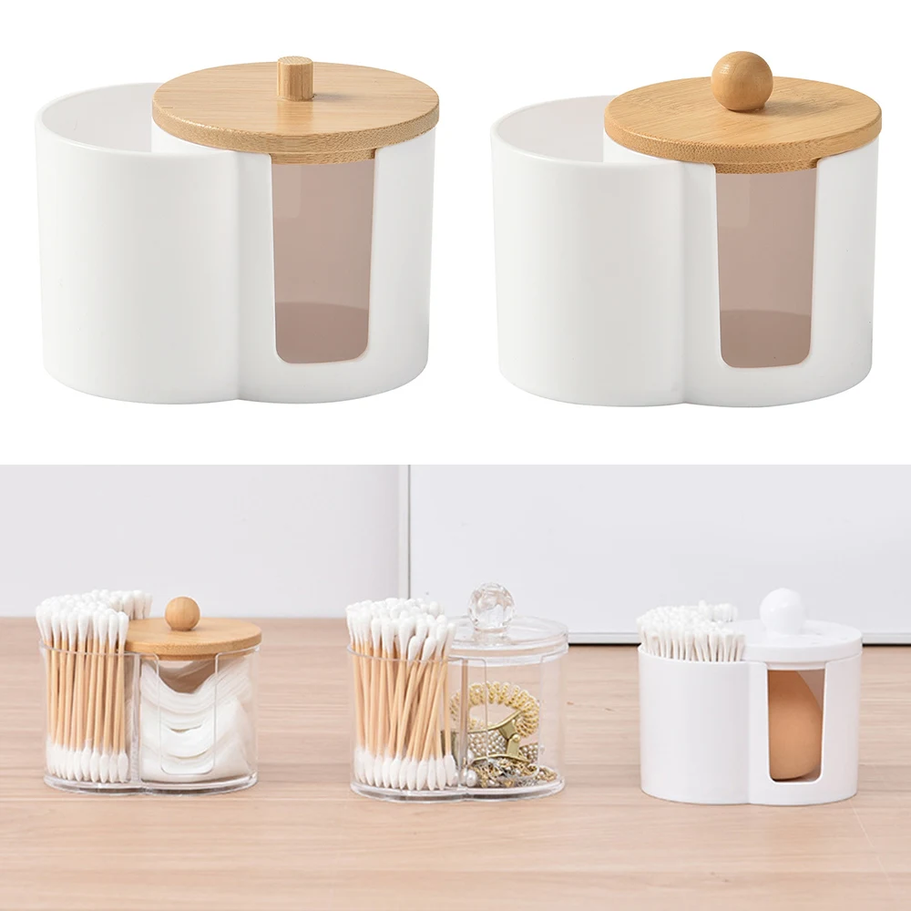 Makeup Organizer Cotton Round Pad Holder Bathroom Jar Powder Puff Storage Box Durable Multifunction Portable Cotton Swab Box