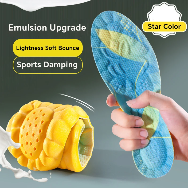 4D Cloud Technology Sports Insoles for Shoes PU Sole Soft Breathable Shock Absorption Cushion Running Orthopedic Care Insoles