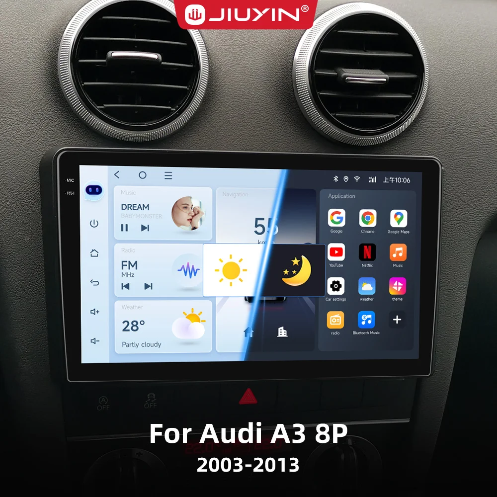 

JIUYIN In Cell Screen Car Radio Autoradio for Audi A3 8P 2003 - 2013 Wireless Carplay Screen Android Auto Stereo GPS