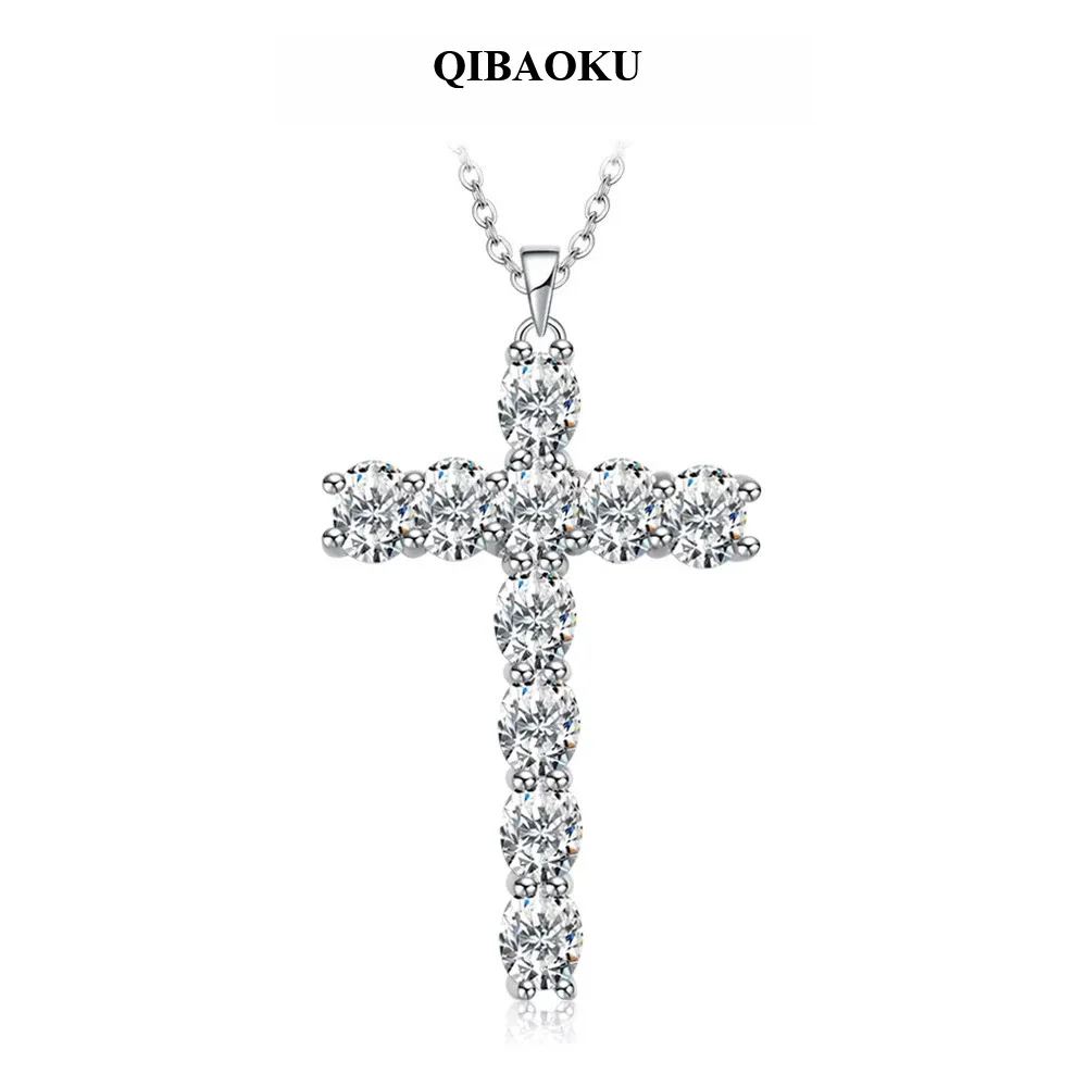 FCGJHW 4*3mm Moissanite Cross Pendants For Women Solid S925 Sterling Silver Handset Necklace for Engagement Bridal Gifts 2026