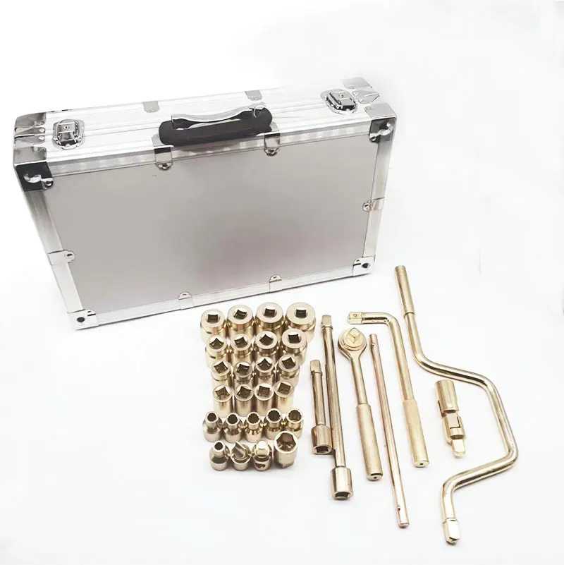 Aluminum Bronze 32-Piece Socket Set 1/2in Drive | Non-Sparking Explosion-Proof Safety Tools - Hayonex