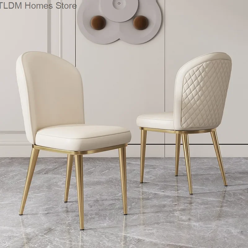 Sillas de comedor con acento de lujo, silla de diseño de restaurante estética blanca, patas cromadas, cómodas Chaises Salle Manger, muebles para el hogar