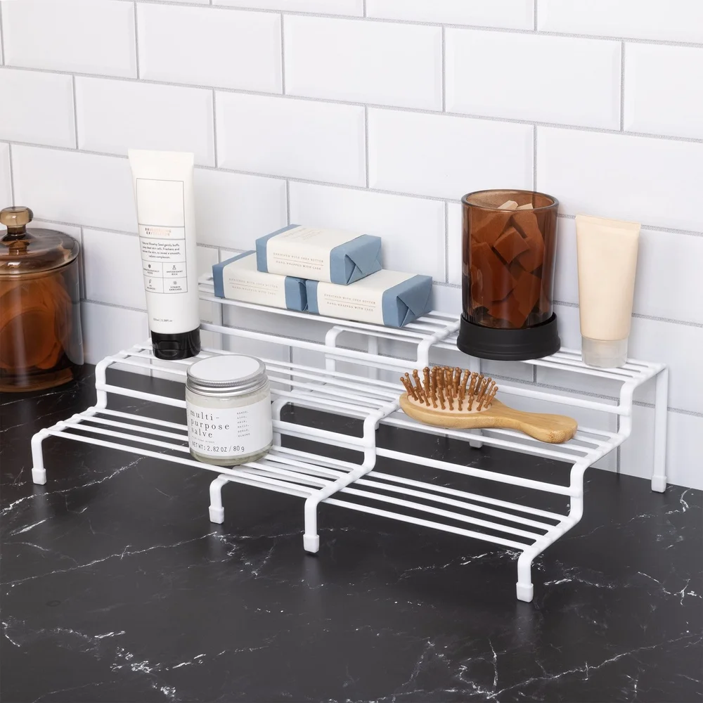 

3 Pack 3 Tier Expandable Spice Rack Wire Storage Organizer Non Slip Easy to Clean Durable Steel Multifunctional Kitchen Craft