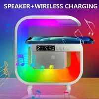 2025 Wireless Charger Stand Bluetooth 5.0 Speaker FM TF RGB Night Light Fast Charging Station for iPhone 16 15 14 Samsung Xiaomi