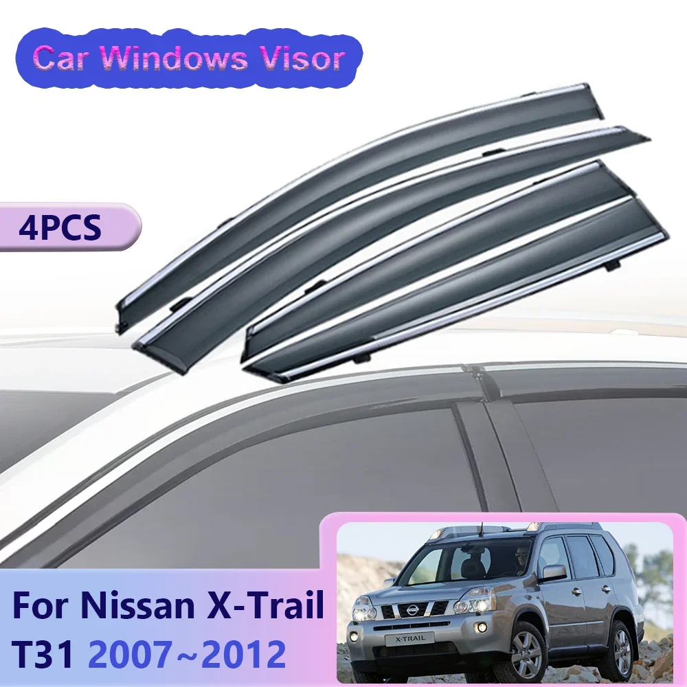 Car Window Visor for Nissan X-Trail T31 X Trail XTrail 2007~2012 Sun Rain Guards Deflector Vent Smoke Cover Exterior Accessories