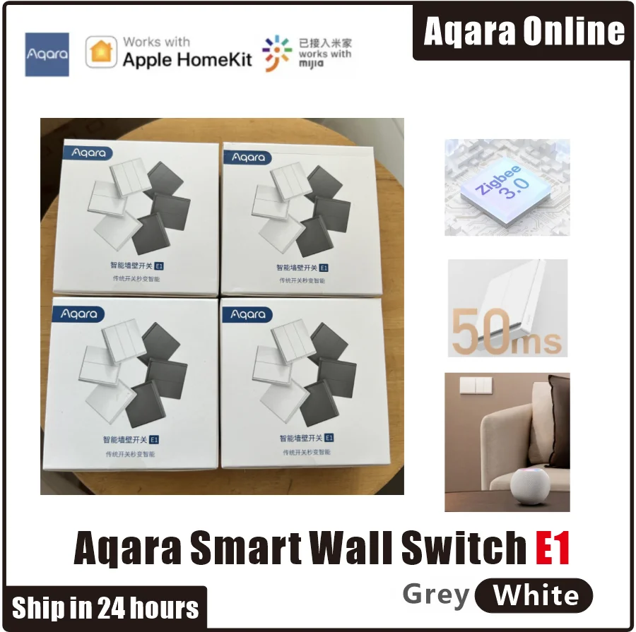 2022 Aqara E1 interrupteur mural intelligent Version Xiaomi interrupteur sans fil Zigbee avec/sans neutre One Key télécommande Mi Home Homekt APP