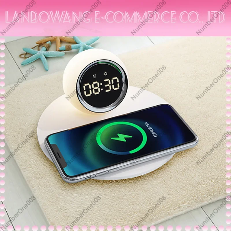 Wireless Charger Night Light, Multifunctional Clock Bluetooth Speaker, LED Desk Lamp Phone Charging Station view 3