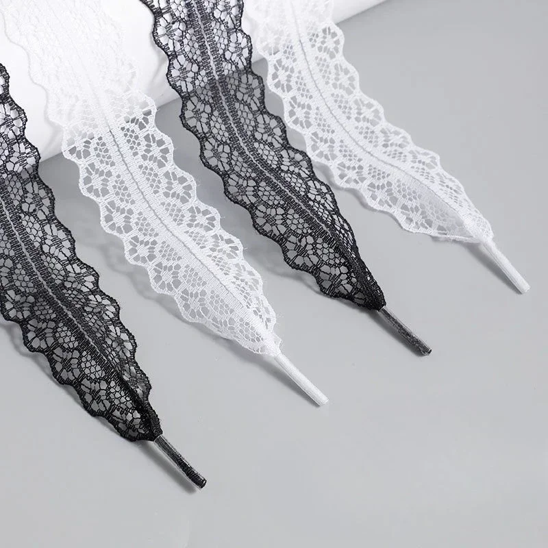 Lacci in pizzo per scarpe casual da donna Larghezza 2,9 cm Lacci piatti per scarpe da ginnastica Accessori per lacci per scarpe bianche nere