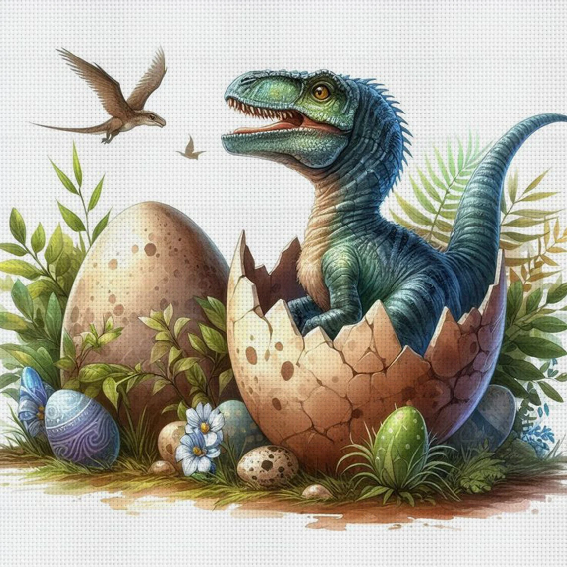 Neugeborenes Dinosaurier-Kreuzstich-Set zum Selbermachen, 11CT-Stickerei, Heimwanddekoration, Geschenk, handgefertigtes Material, rahmenlos, halbfertig, 36 x 36 cm