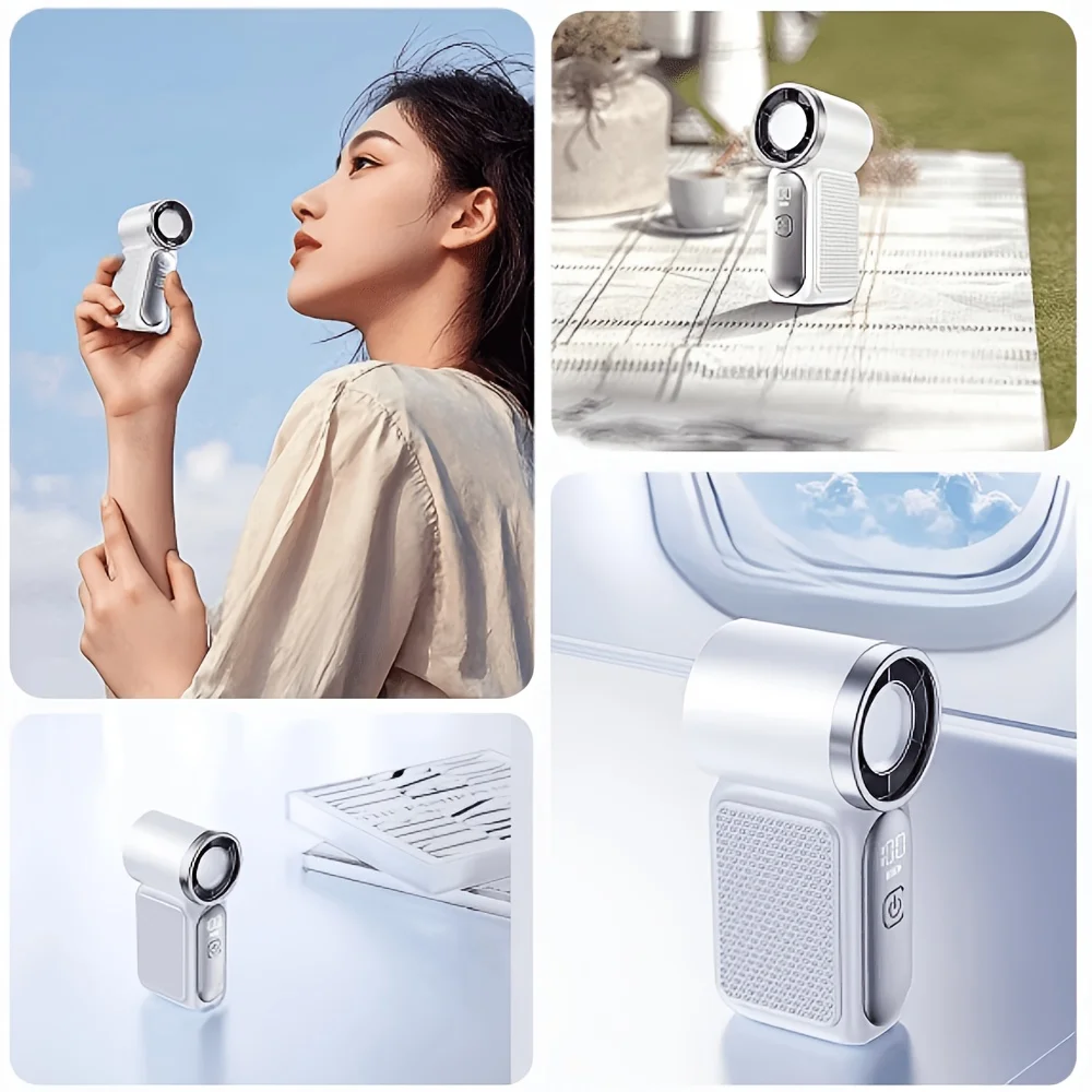 2026 New High-Speed Mini Handheld Small Fan, 100-Speed Small Wind Cannon USB Charging Battery Life Turbine Portable Outdoor Fan image 4