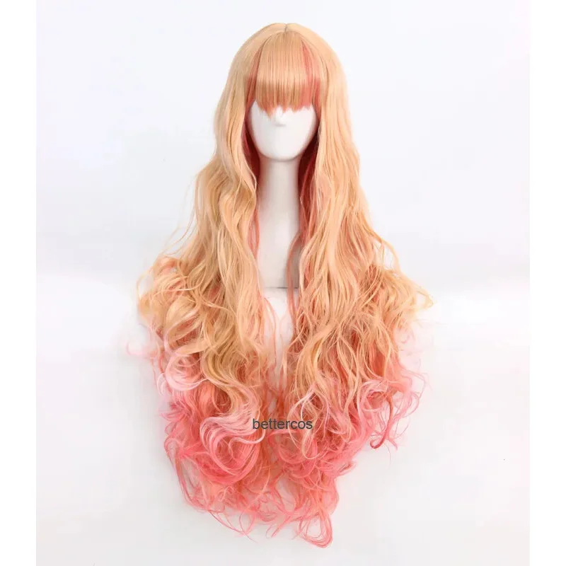 Macross F Sheryl Nome Cosplay Wig Long Wavy Light Blonde Pink Dream Ombre Heat Resistant Synthetic Hair Wig Wig Cap