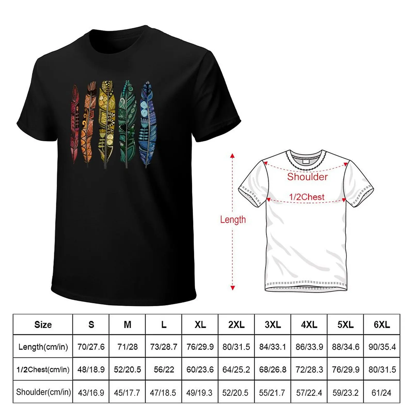 boho rainbow feathers T-Shirt summer tops cheap stuff oversized t shirts for men