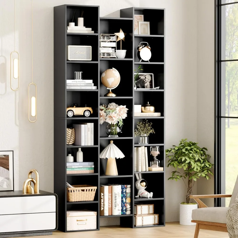 

71" Tall Bookshelf with Adjustable Shelves, Large CD DVD Storage Tower Rack Tall Narrow, Easy To Use, Bookcase