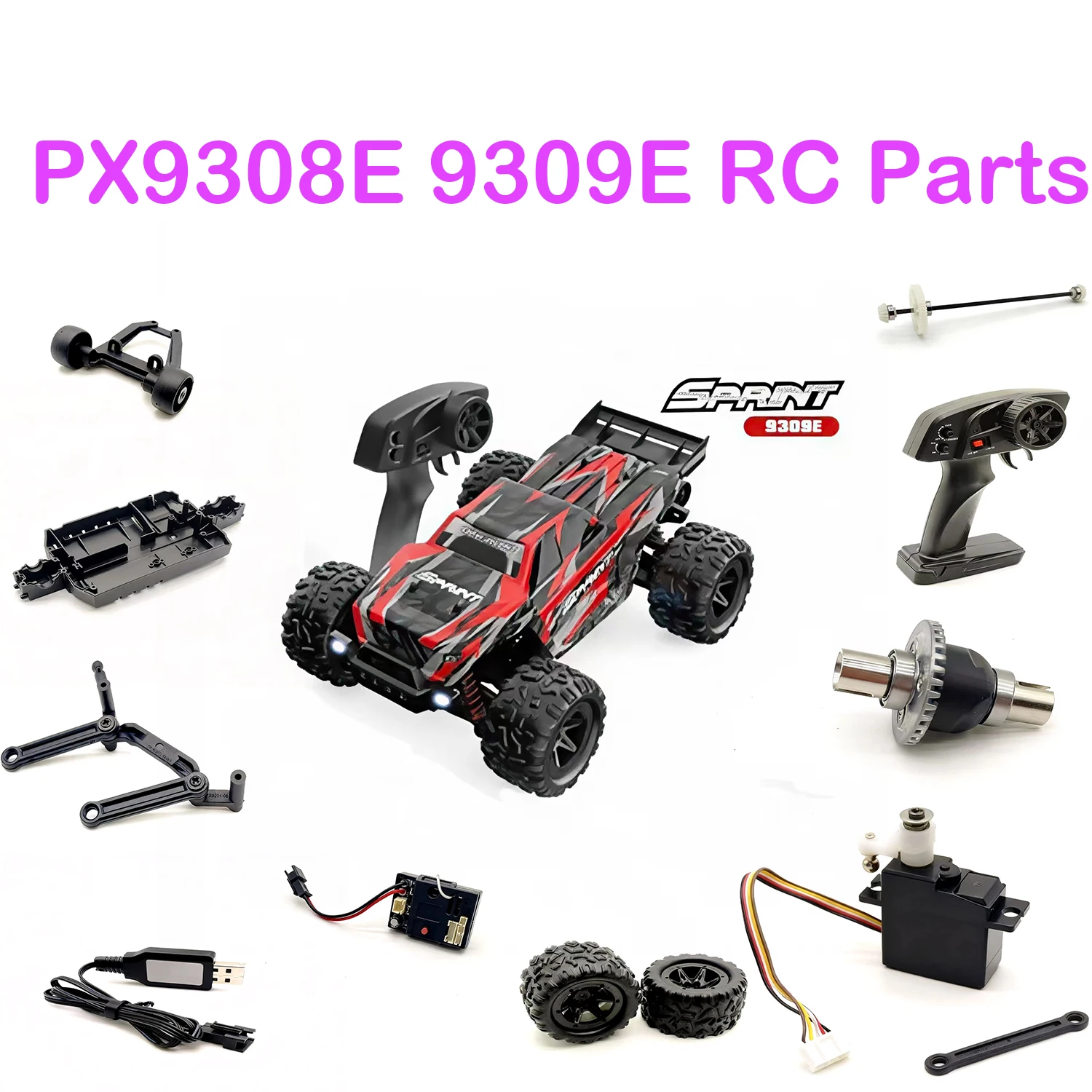 DEERC 9308E 9309E 1:18 RC カーパーツ PXToys ユニバーサルオリジナルアクセサリー: ショックアブソーバー、ディファレンシャル、サーボモーター、ESC、スイングアーム