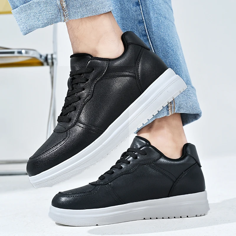 أحذية أكسفورد للرجال أحذية رياضية مكتنزة للمصعد لزيادة الارتفاع 6 سم للجنسين باللون الأبيض مقاس كبير 36-44 #4