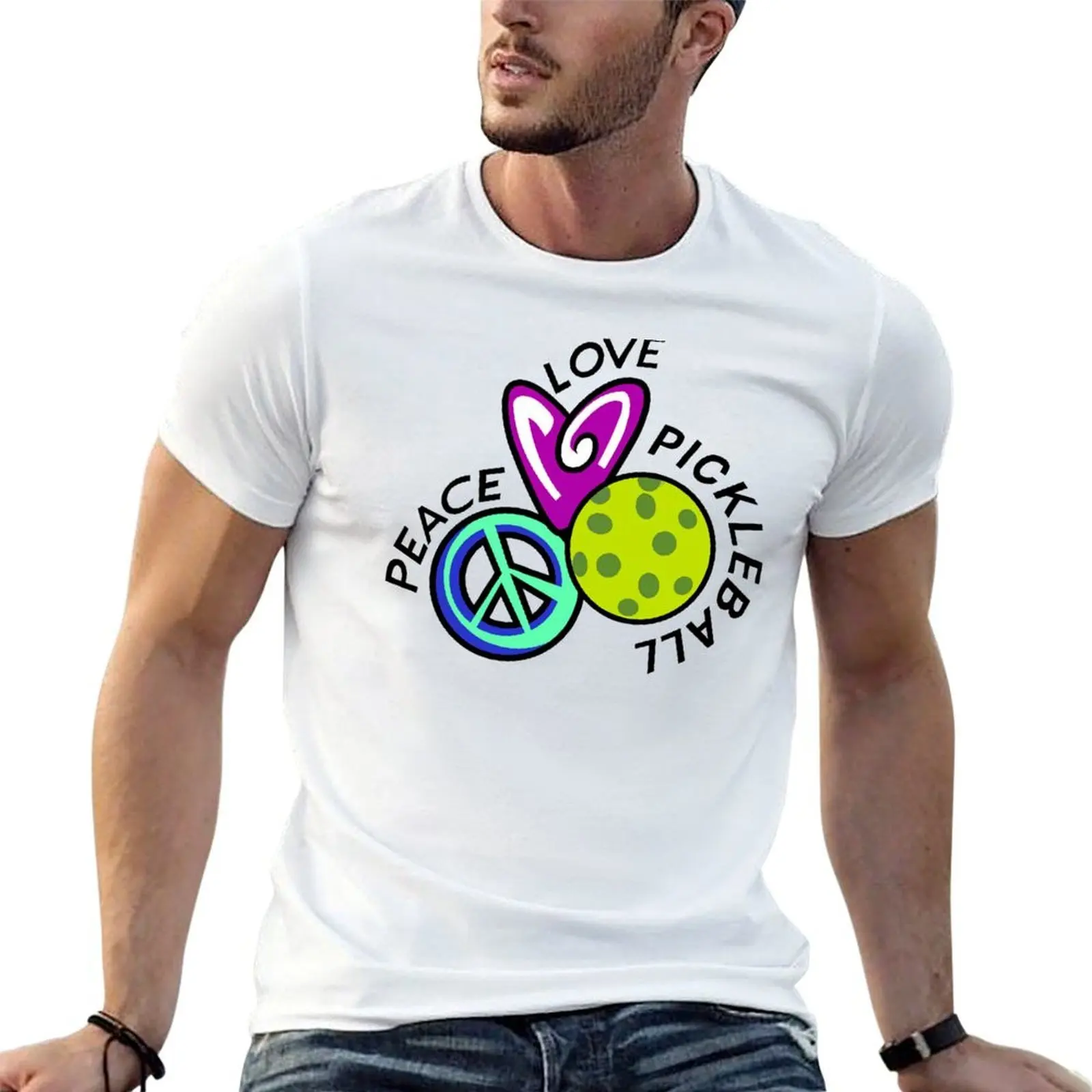 

Peace love pickleball TTA T-Shirt cotton tshirt 100% man t shirt cotton t shirts for man pack cotton T-shirt
