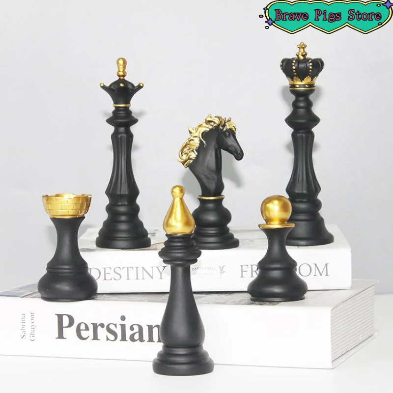 Classic Chess Piece Decoration Accessories Resin King Queen Knight Crafts Desktop Study Living Room Decoration Chessman