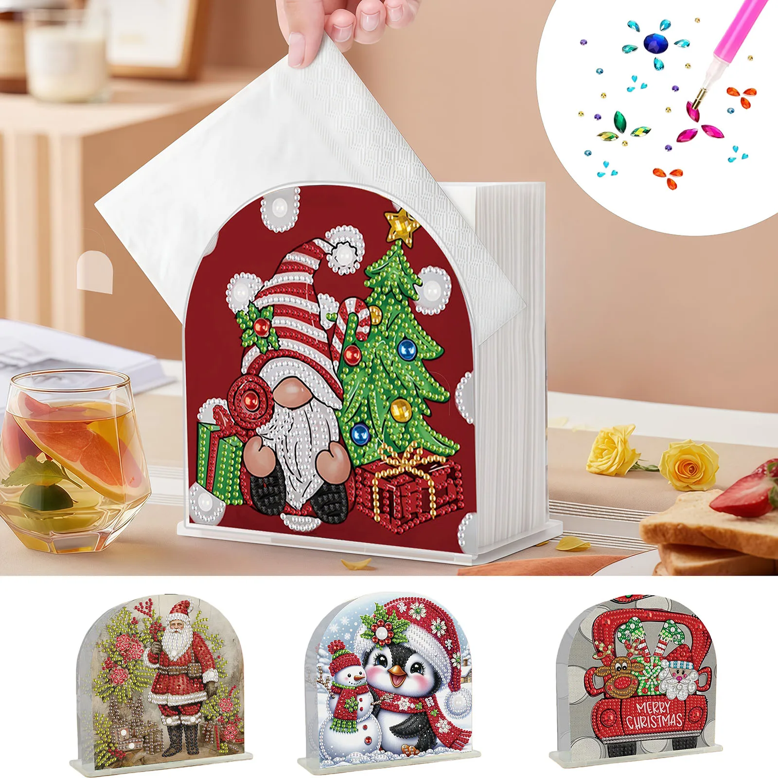 

1 DIY Christmas-style diamond painting set Tissue box - suitable for living room and dining table, readily available