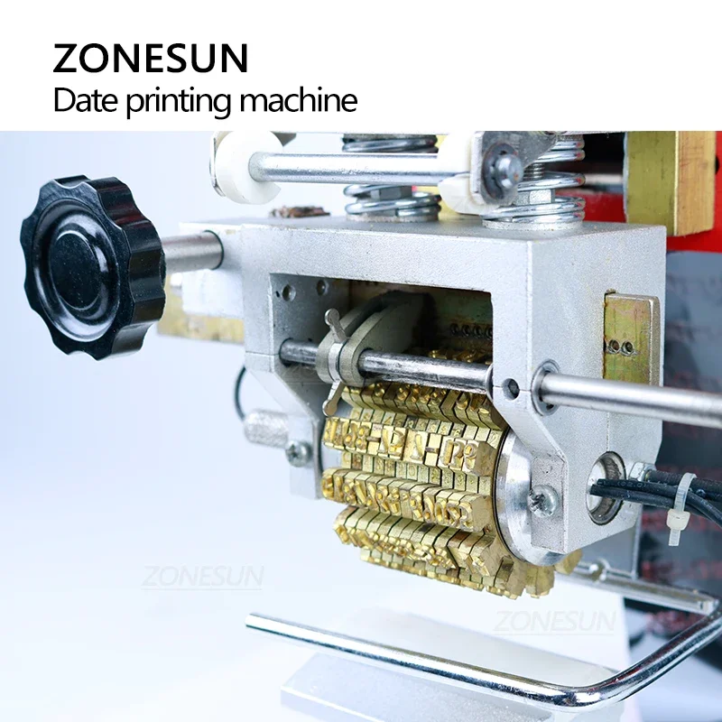 ZONESUN Rolling Ribbon Dialing Date Printing Machine หมายเลขเปลี่ยนรหัสหมดอายุวันที่เครื่องพิมพ์ดิจิตอล