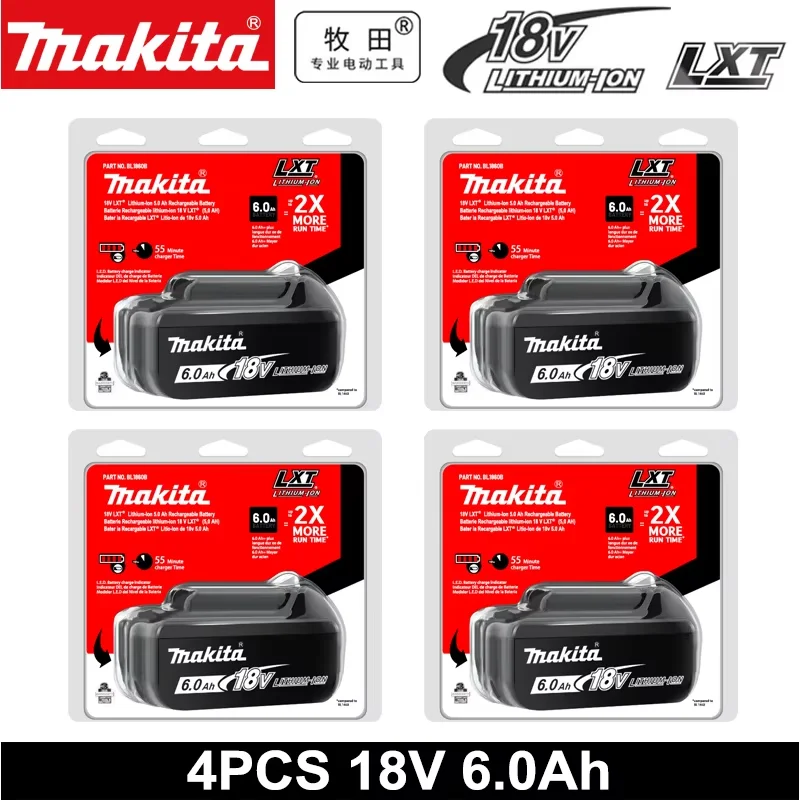 Batterie Makita 18V, originale BL1860 BL1850,6.0AH 6000mAh, Compatible avec les perceuses électriques makita, les tronçonneuses et les meuleuses d'angle