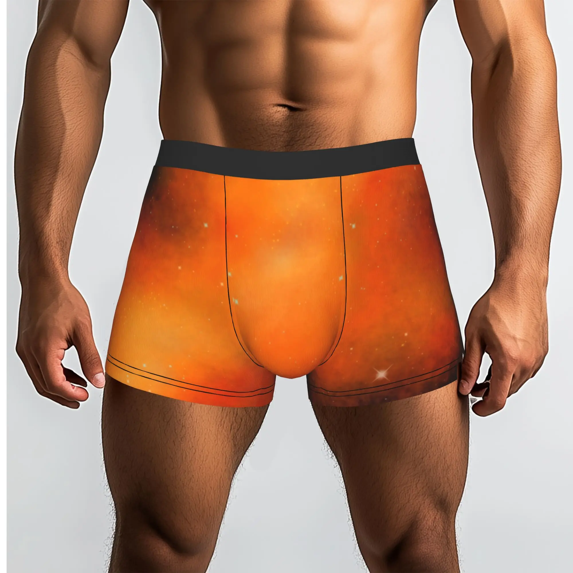 Custom Orange Galaxy Boxers Shorts Men's  Briefs Underwear Cool Underpants
