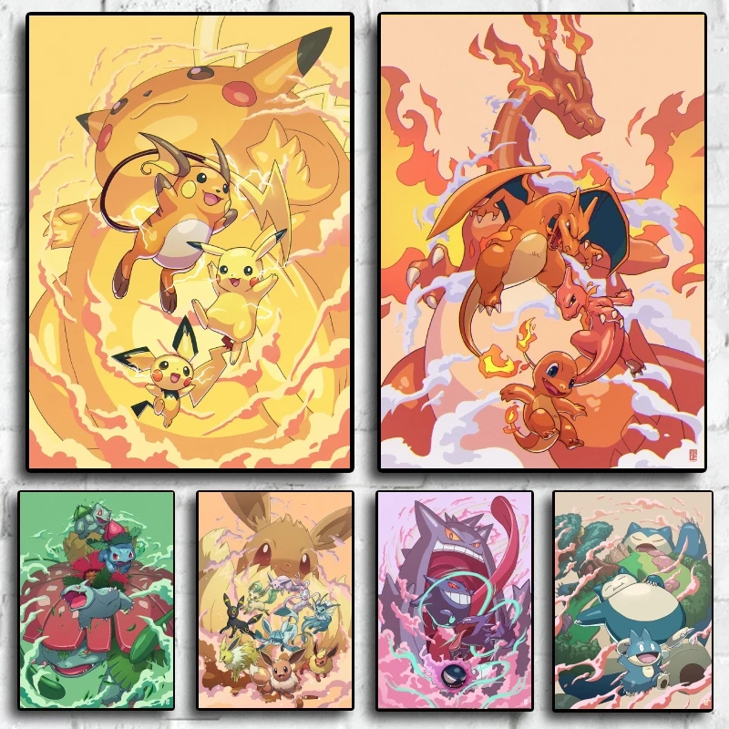 

Pokemon Pikachu Canvas Artwork Painting Friends Gifts Poster Home Hanging Wall Decoration Decorative Modern Living Room Prints