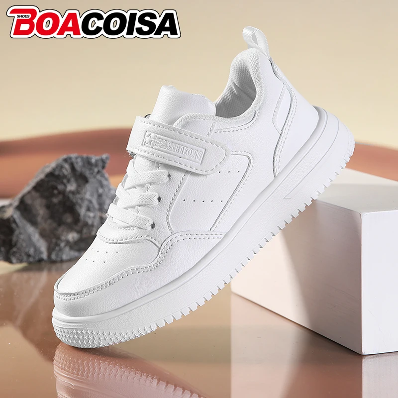 

Black Kids Shoes Sports Running Casual Walking Student Fashion Leather Children's Boys Girls Sneakers Breathable Soft Outdoor