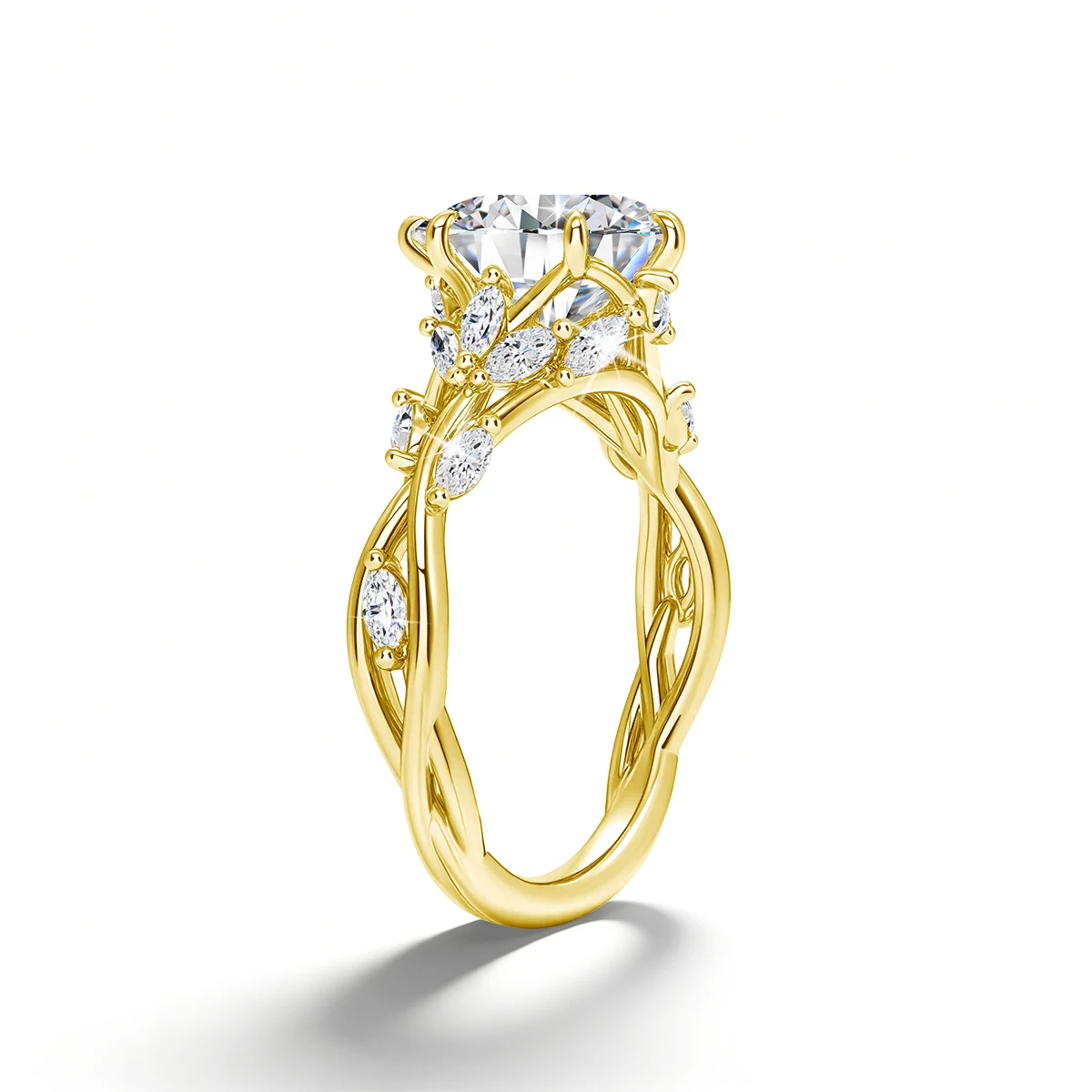 Real 14K Gold Filled Moissanite Wedding Ring 3CT Marquise Cut GRA Diamond Nature-Inspired Au585 Engagement Ring for Women