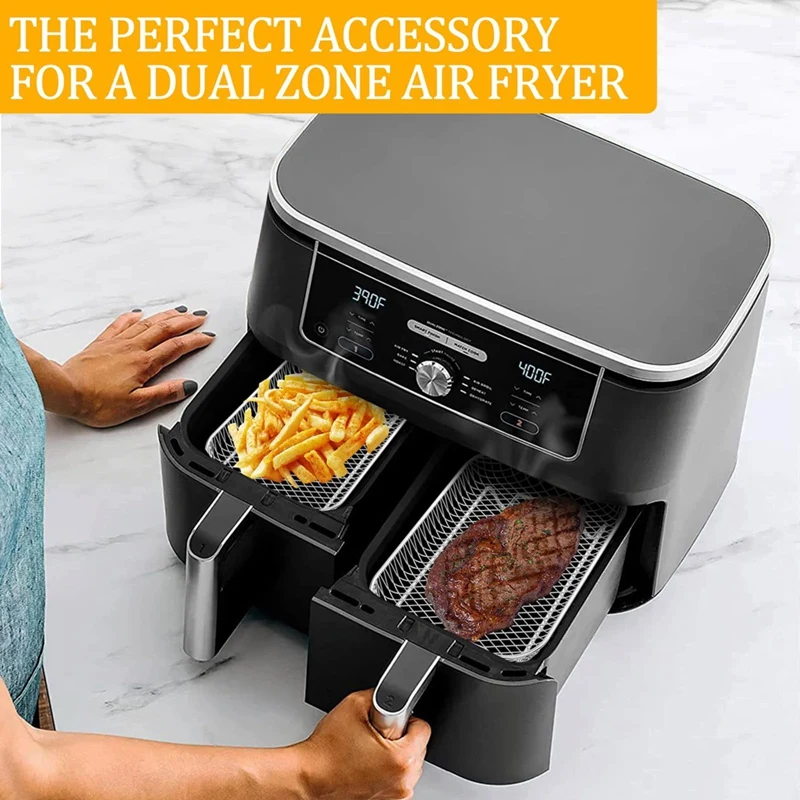 ABMR-Air Fryer Rack Square For Oven 3 Layer Stackable Dehydrator Rack Stainless Steel Air Fryer Basket For Air Fryer Baking