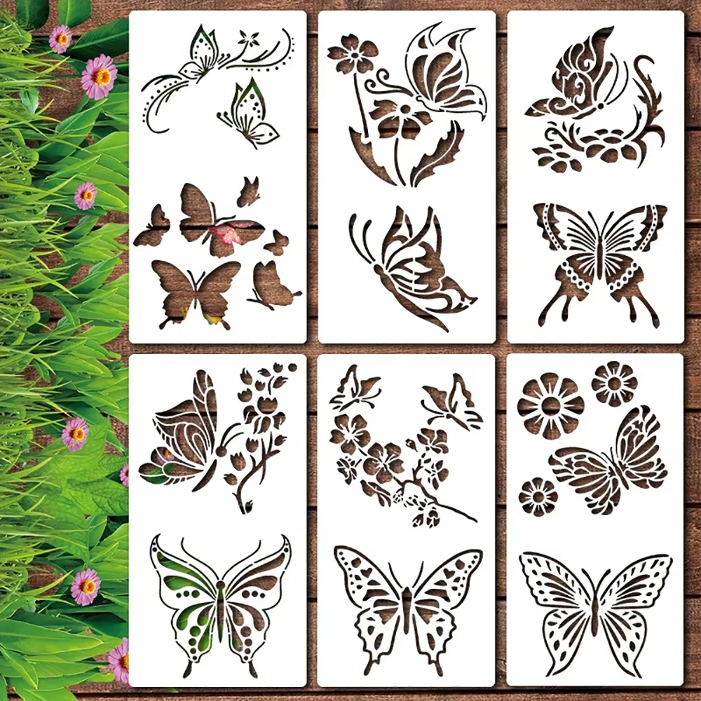 18/20pcs/sheet Wildflower Stencils Reusable DIY Crafts Stencil Flower Leaf Painting Stencils for Wood Wall Door Home Decoration