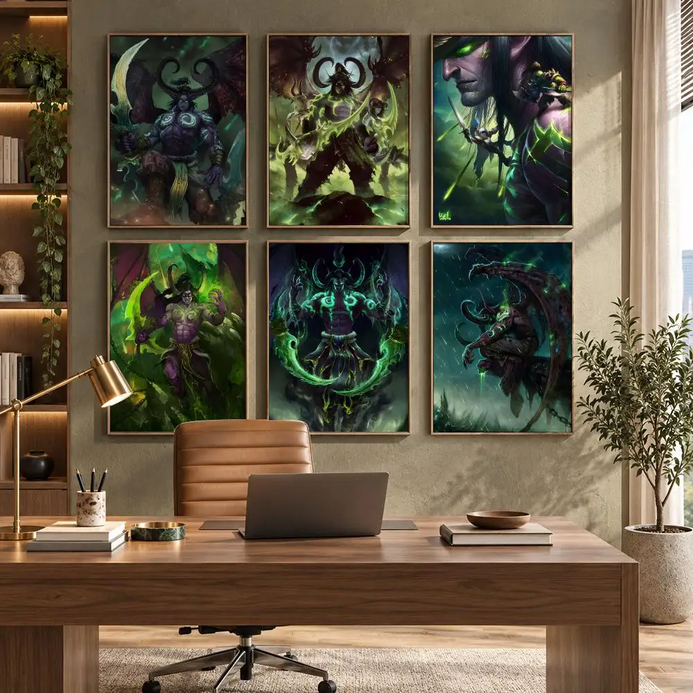 World of Warcraft Illidan Gaming Decor Poster HD Waterproof Wall Decal for Study, Living Room & Garage, DIY Great Gift for Fans