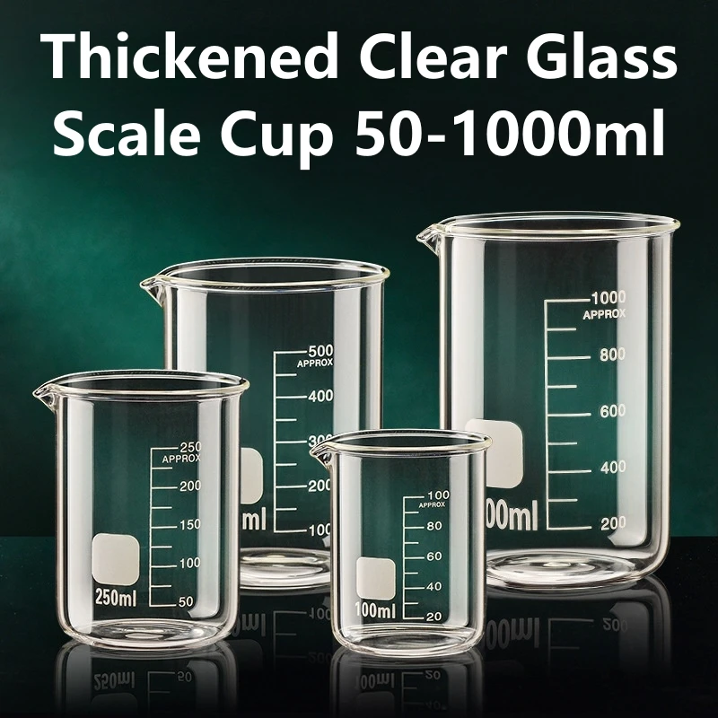 Juego combinado de 50-1000ml, taza medidora de vidrio de alto borosilicato, taza de escala transparente, vaso de laboratorio, tazas medidoras para hornear en la cocina