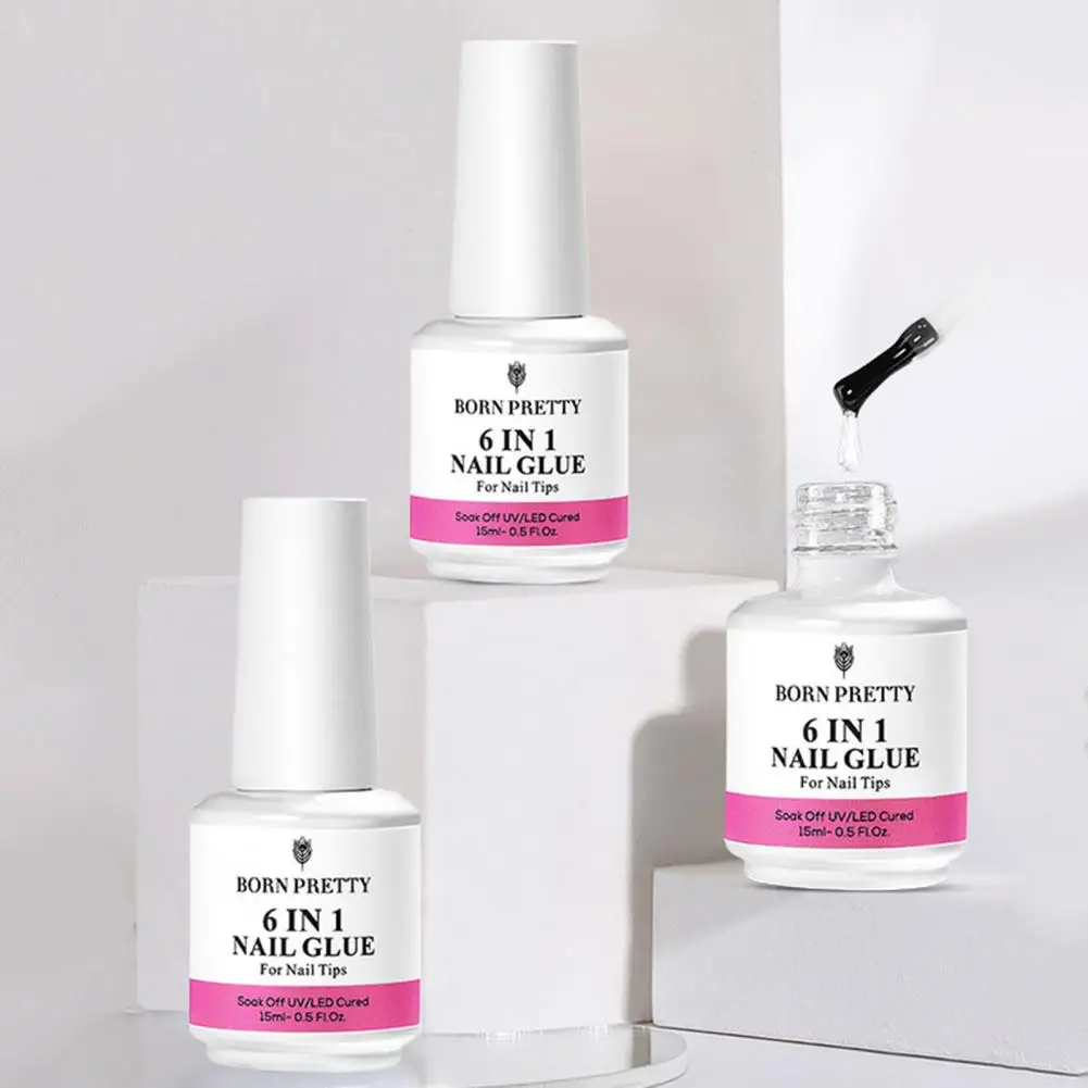 15มล. ประโยชน์ความเหนียวสูงไม่มีกลิ่น6-in-1แช่ฐานกาวเล็บ LED UV เจลเคลือบบนเล็บเจล DIY