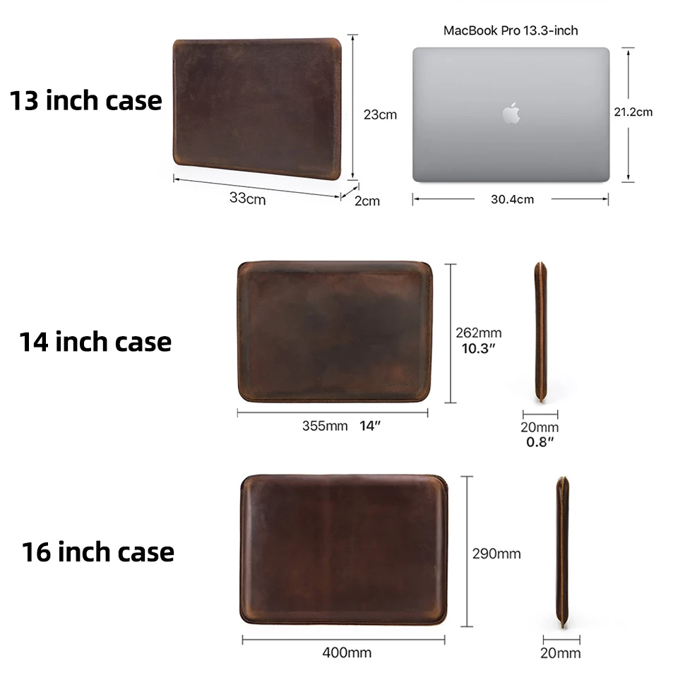KONTAKTE FAMILIE Echtleder-Laptop-Hülle für MacBook Pro Air 13 14 16 M4 M3 M2 Cover HP DELL XPS 13 Computertasche Herren – Detail 7