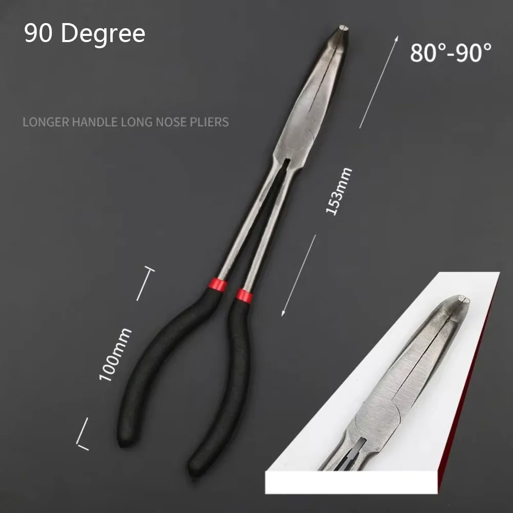 1Pcs 11 Inch Long Nose Pliers 280mm Long Handle Bent Handle Plug Puller Pliers 0 25 45 90 Degree Tips Carbon Steel