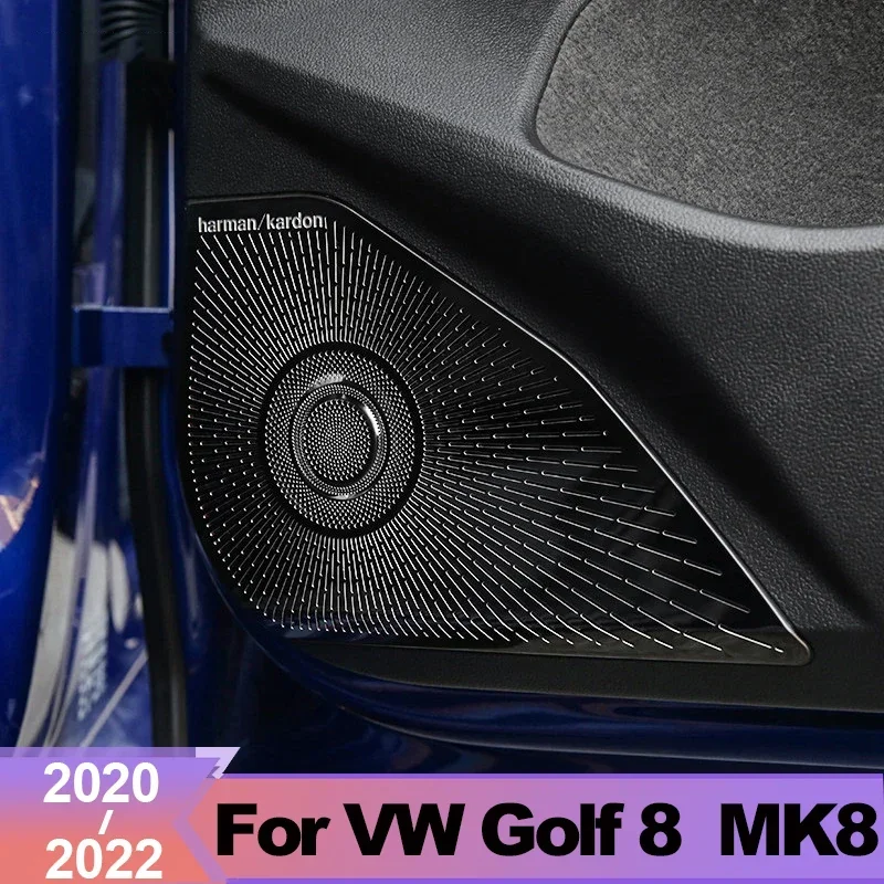 

Нержавеющая сталь, внутренняя дверь автомобиля, аудиодинамик, рамка громкоговорителя, накладка для Volkswagen VW Golf 8 MK8 2020 2021 2022 2023