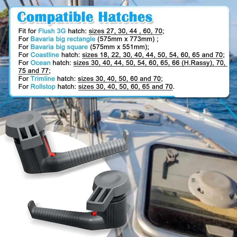 Boat Hatches Large Handle Kit #361680990 Fit for Lewmar Marine Hatches for Ocean, Low Profile (LP), Medium Profile (MP) Series - view 3