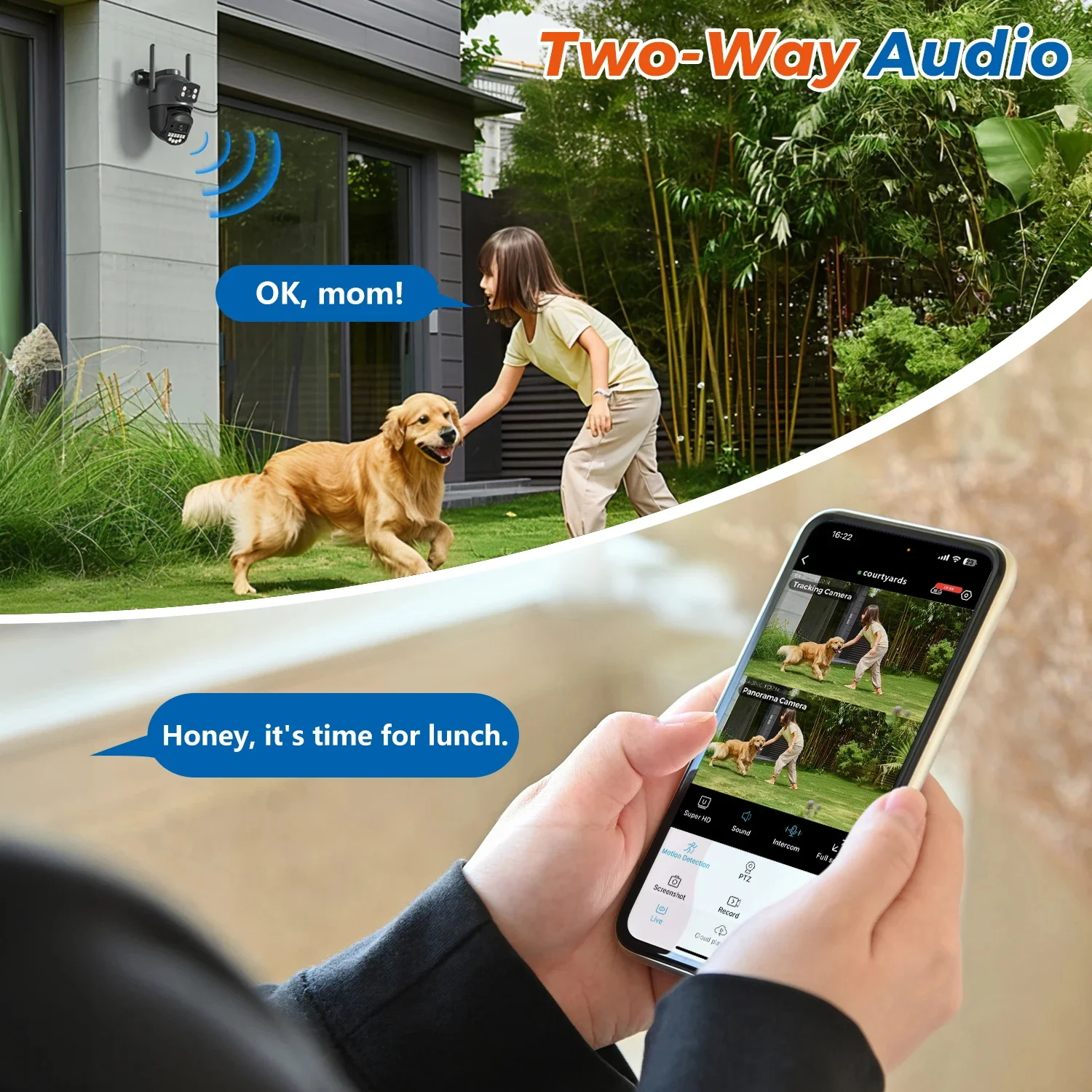 4K 8MP PTZ WiFi Camera Dual Lens Dual Screen IP Outdoor Security CCTV Surveillance with Auto Tracking ICSee