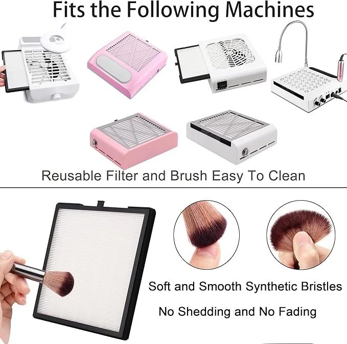 Nail Dust Collector Filters 2 Pack Nail Dust Suction Collector Replacement Filter for Electric Nail Dust Collector Machine Nail