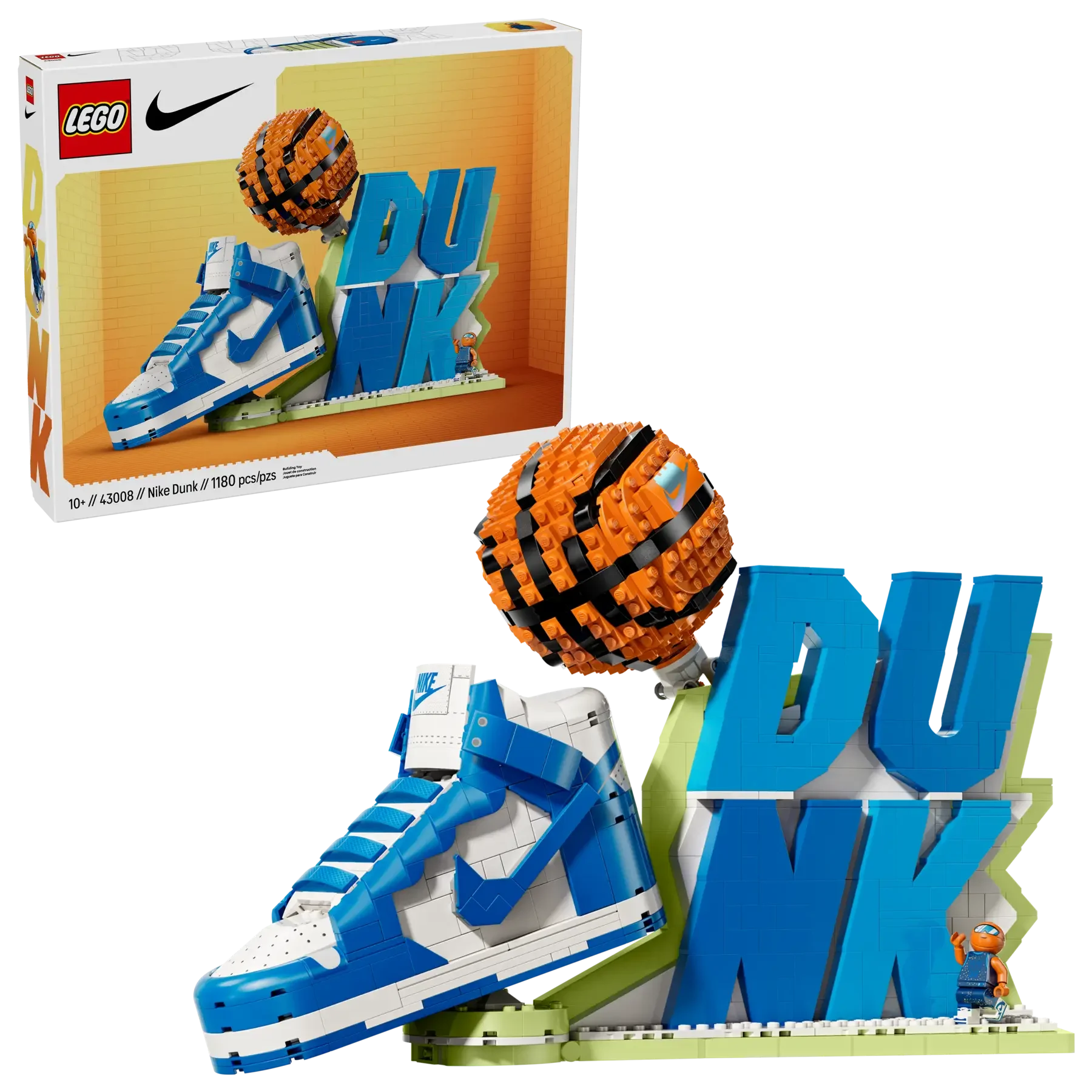 LEGO ®   Nike Dunk X Set 43008 Juego de construcción para niñas, niños y fanáticos de los deportes de 10 años en adelante y 1180 piezas