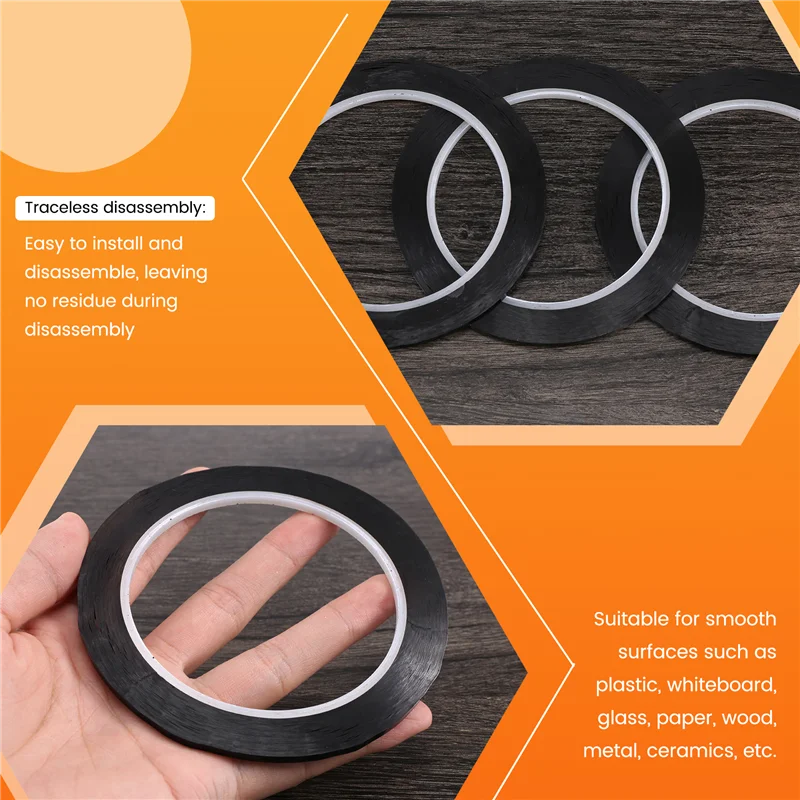 EDT-16 個ホワイトボードグラフィックチャートテープ、ドライイレースボードアートテープ、薄い黒グリッドグラフィックテープ、3 ミリメートル幅、光沢のある黒