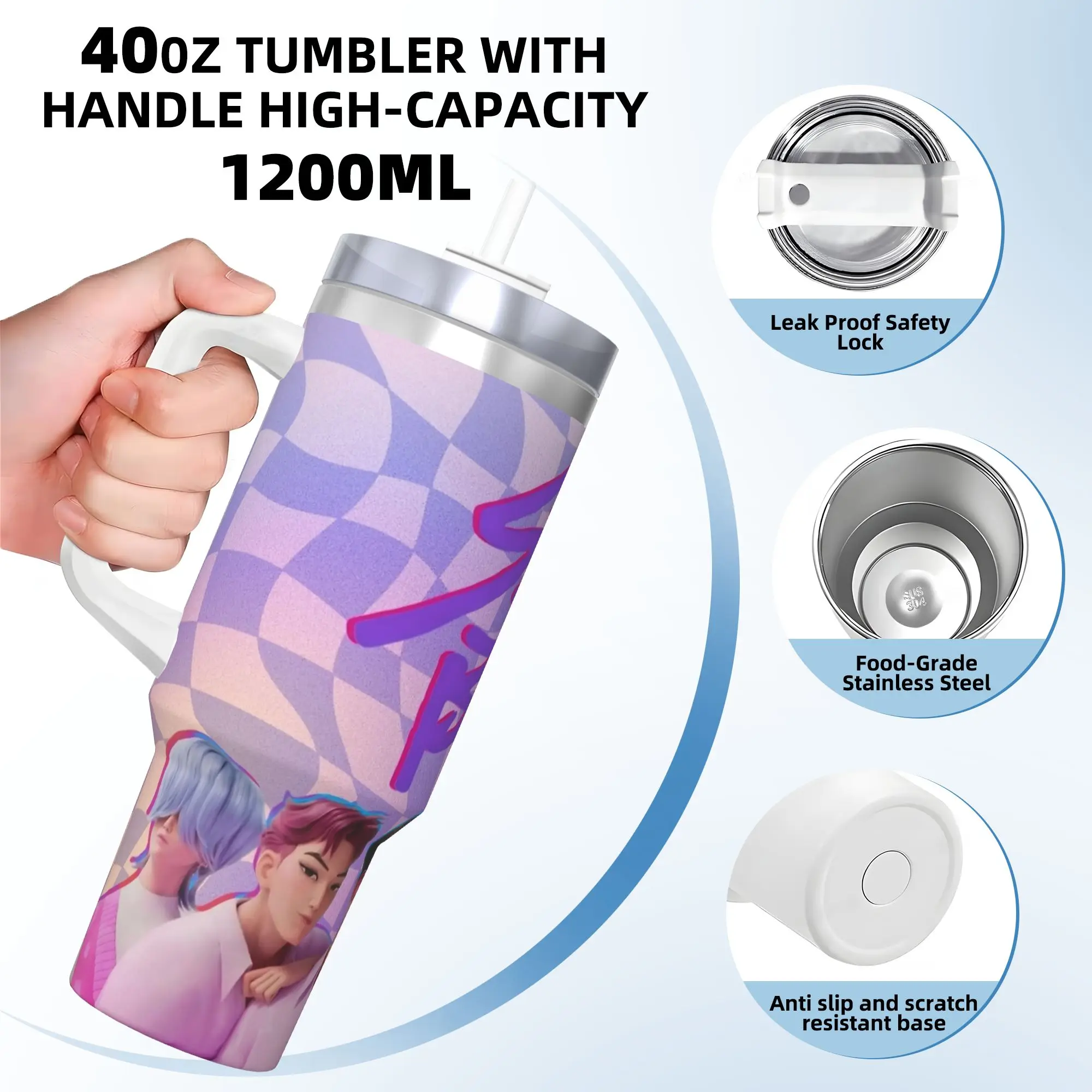 Stainless Steel Tumbler Saja Boys - K-POP DEMON HUNTERS Thermal Cups  Keep Heat Cold Drink Mugs Cup Driving Printed Water Bottle