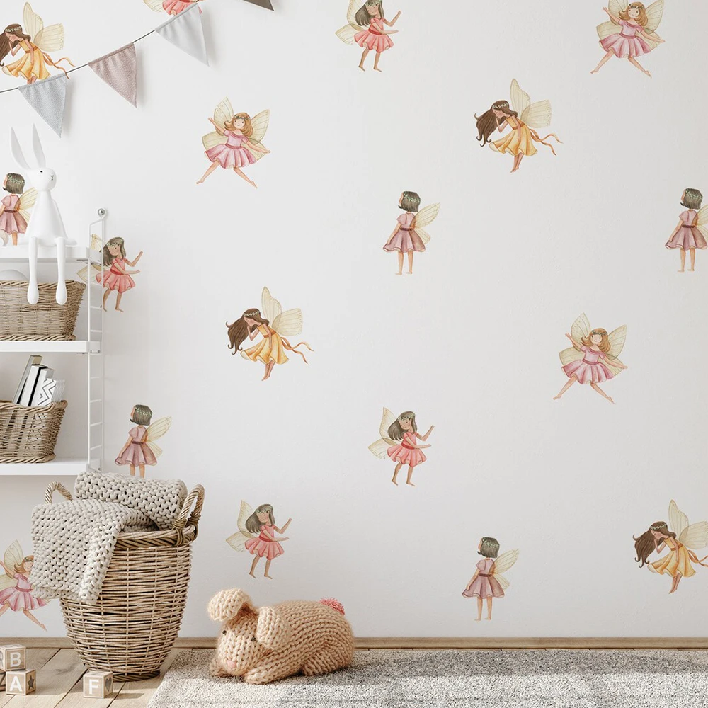 Cartoon Beautiful Fairy Wall Stickers for Kids Room Baby Girls Nursery Room Bedroom Decoration Art Decals Cute Elves Stickers