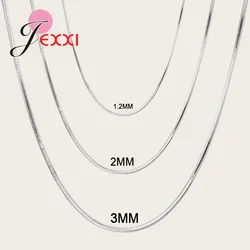 Vendita promozionale Collana in vero argento sterling 925 puro con catena con fermagli a moschettone Collare da donna per uomo 1.2MM/3MM/4MM 16-30 pollici