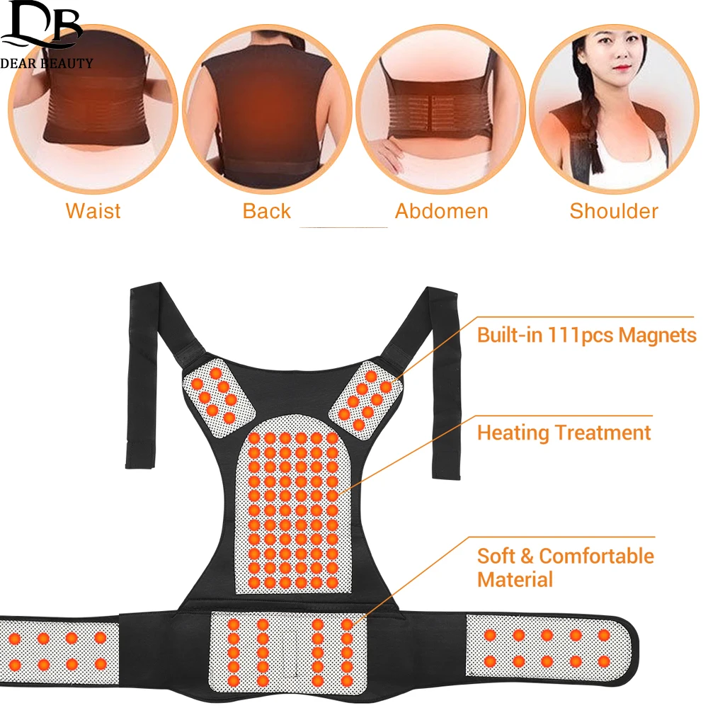 Magnetic Therapy Self-heating Back Support Brace Belt Lumbar Posture Corrector Cervical Spine Shoulder Waist Heated Massager Pad