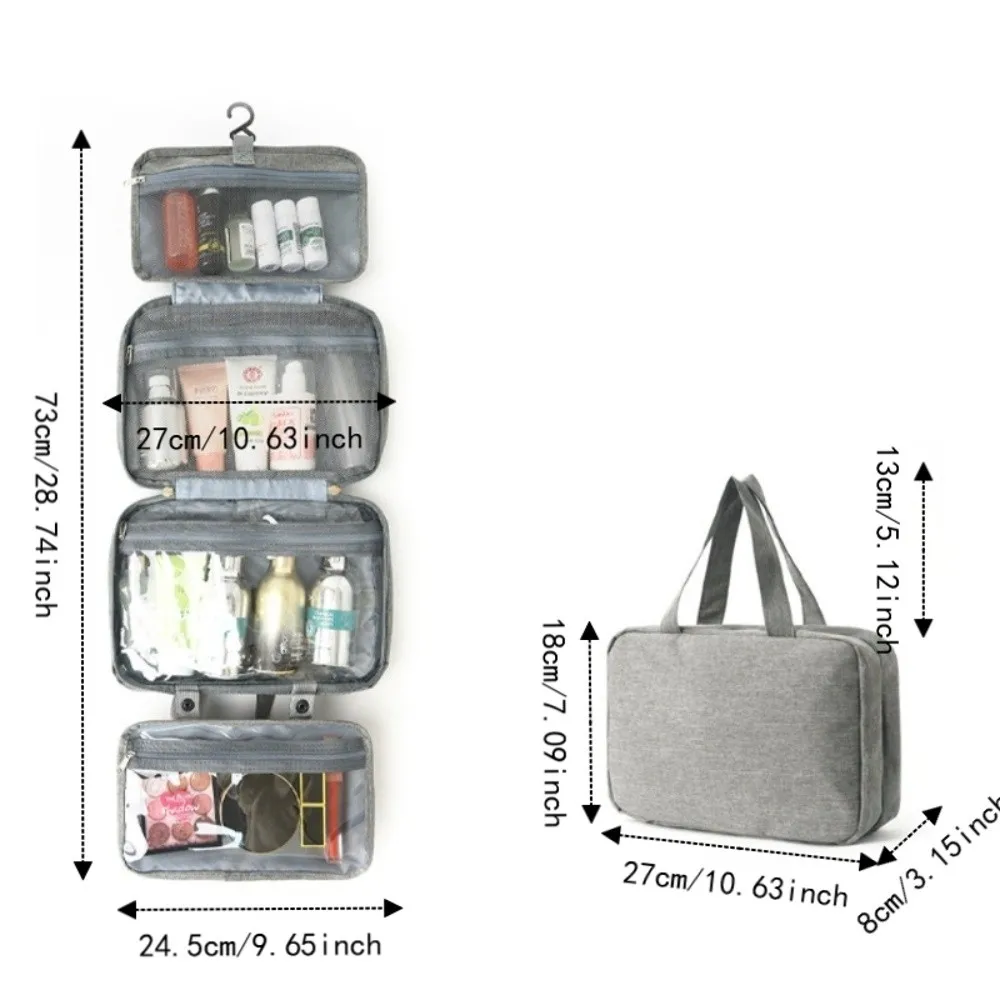 Large Capacity Travel Hanging Wash Bag Waterproof Wet Dry Separation Cosmetic Organizer Multi Compartments Multi-Pocket 6